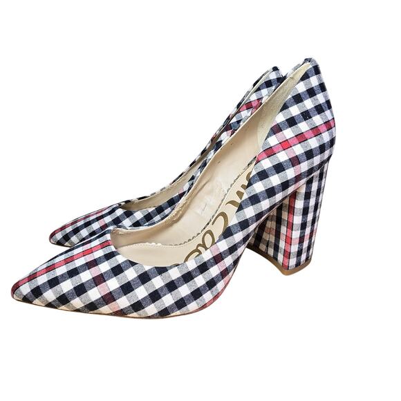 Sam Edelman Halston Heel in Shepherds Plaid Block Heels Pointed Toe Size 7.5 - Picture 1 of 8
